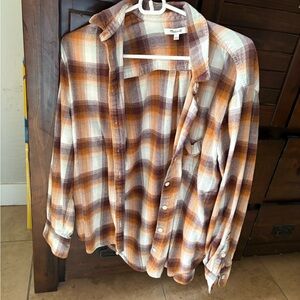 Plaid Flannel Shirt by Madewell- Brown and White